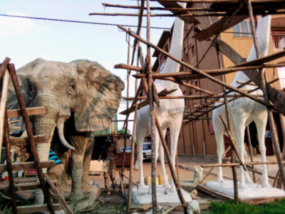 Animal sculpture ( concrete cast) life size  for  Elephant or Giraffe